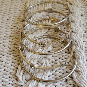 Silver rhinestone & solid bracelets